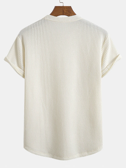 T-shirt met wafelstructuur en gebogen zoom