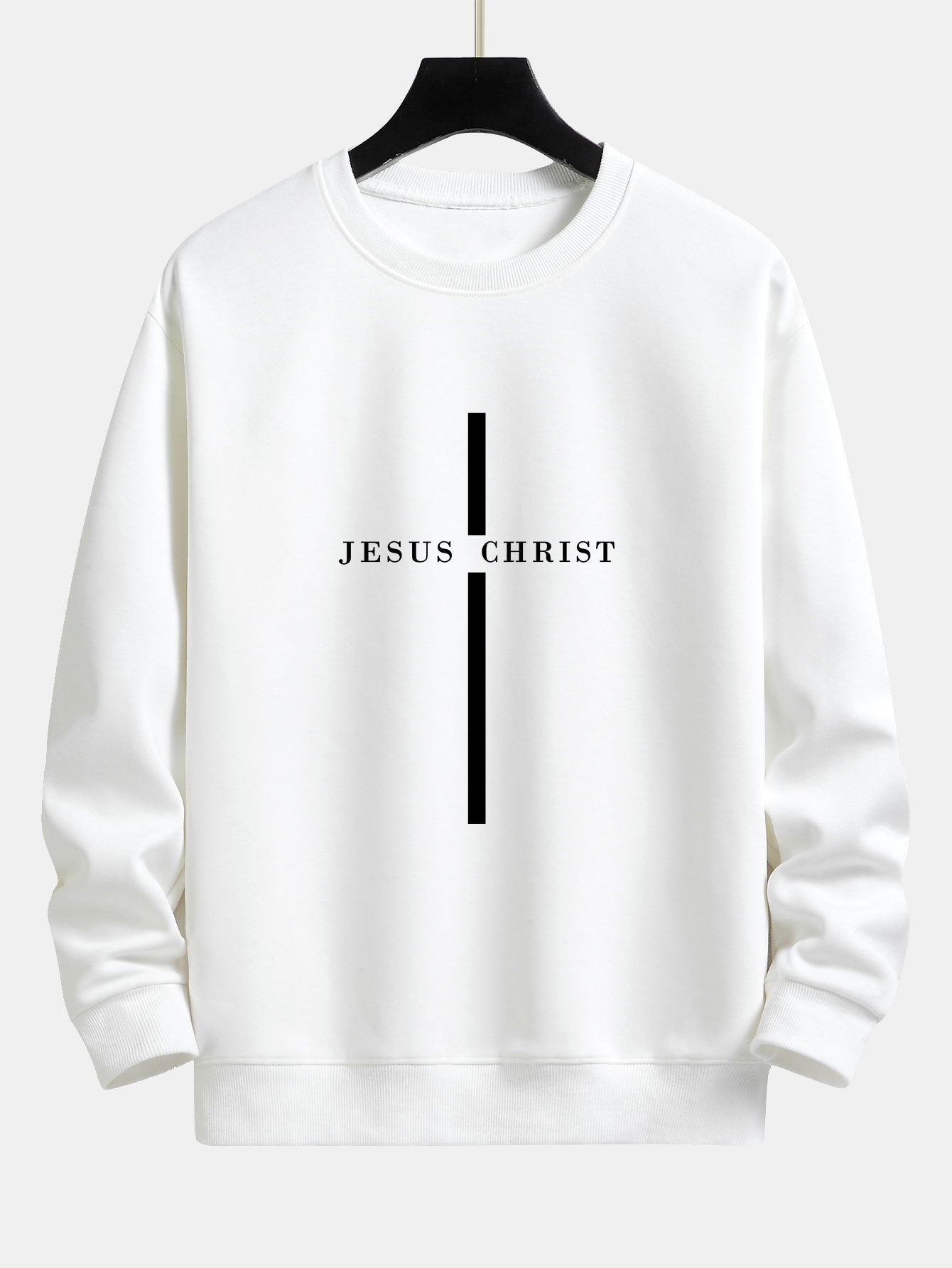 Sweatshirt met relaxte pasvorm en een Jezus Christus-streepmotief.