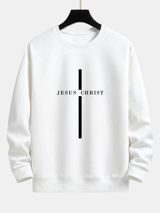 Sweatshirt met relaxte pasvorm en een Jezus Christus-streepmotief.