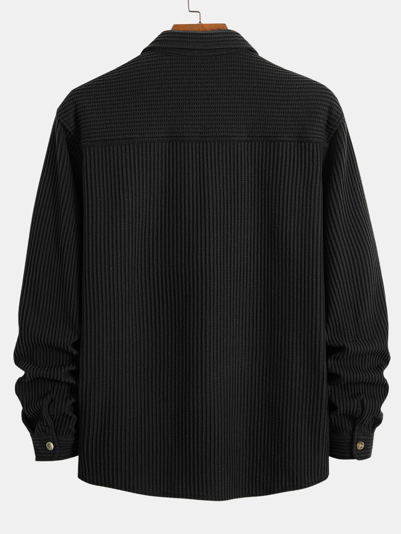 Overhemd met knoopsluiting en dubbele zak in wafelpatroon