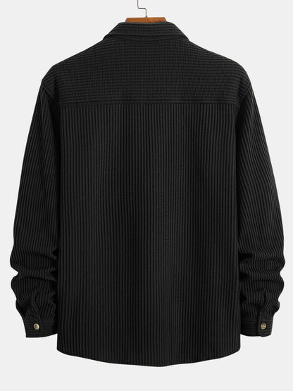 Overhemd met knoopsluiting en dubbele zak in wafelpatroon