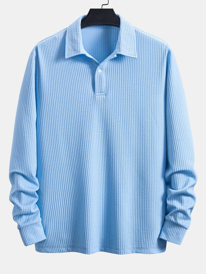 Polo shirt met lange mouwen en ribbels