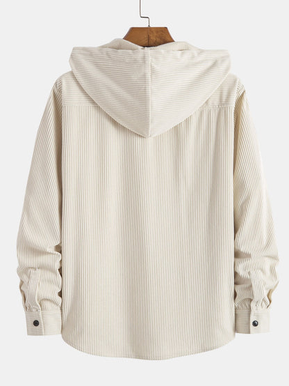 Comfortabele corduroy overhemdjas met capuchon