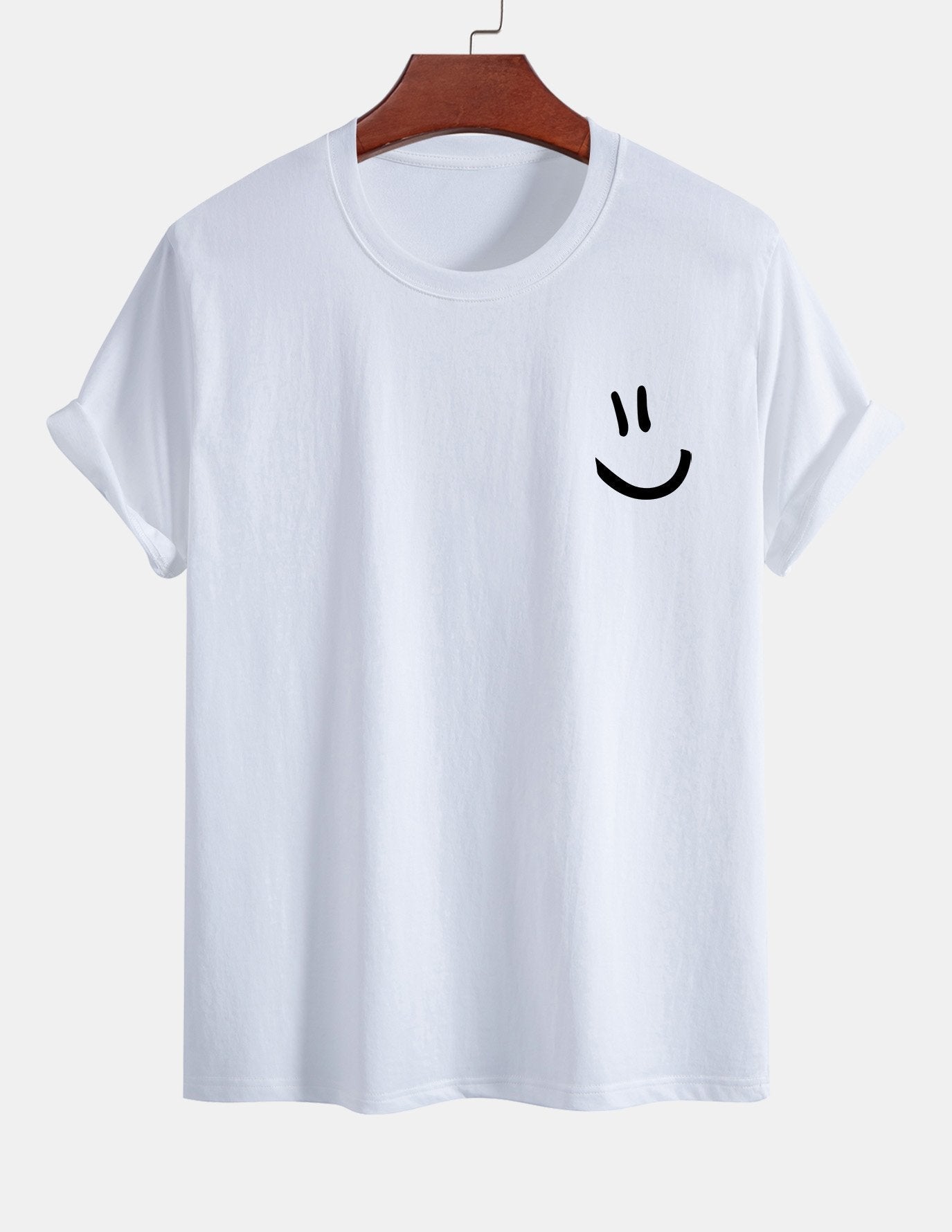 Classic Fit Cotton T-Shirt with Smiley Face Print