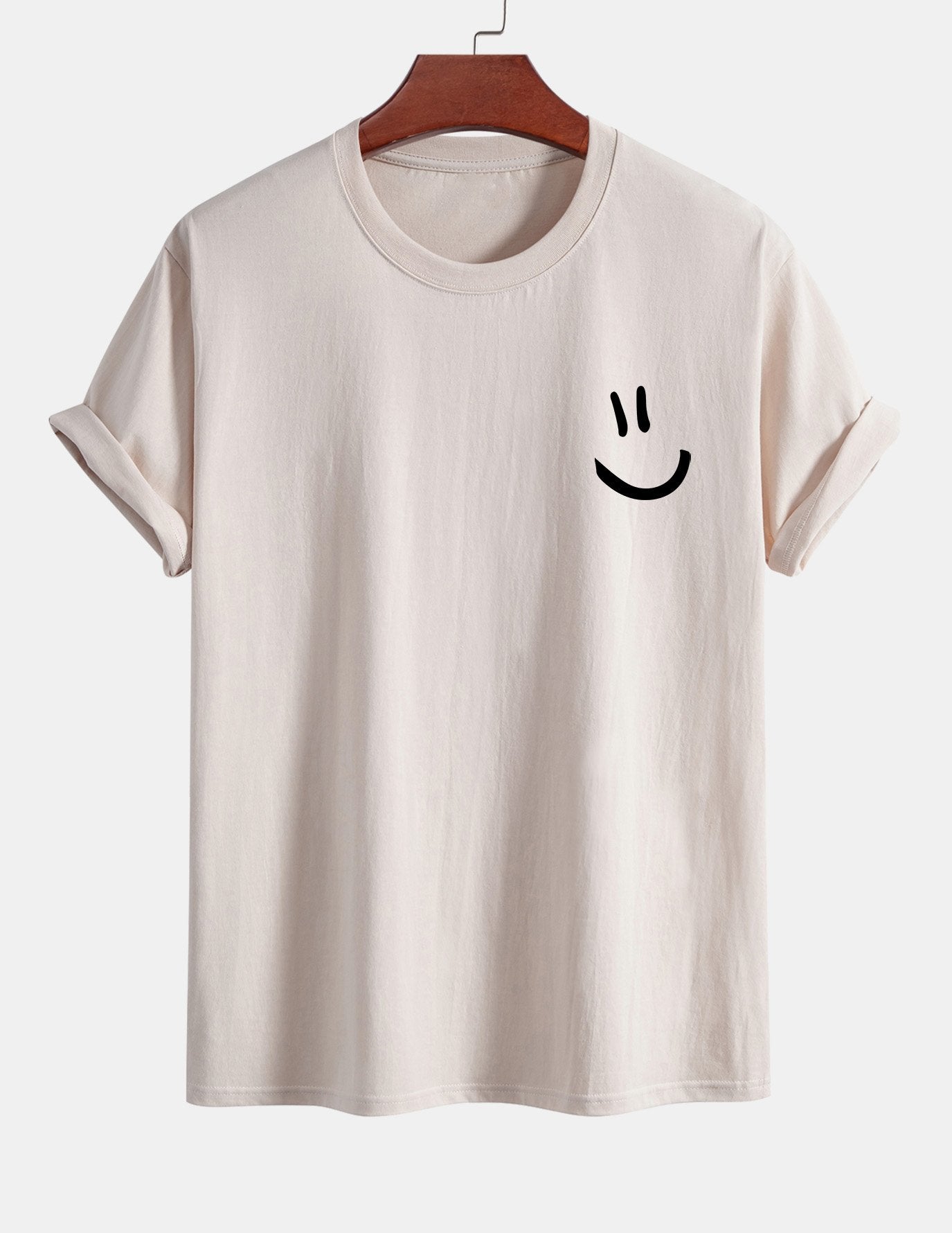Classic Fit Cotton T-Shirt with Smiley Face Print
