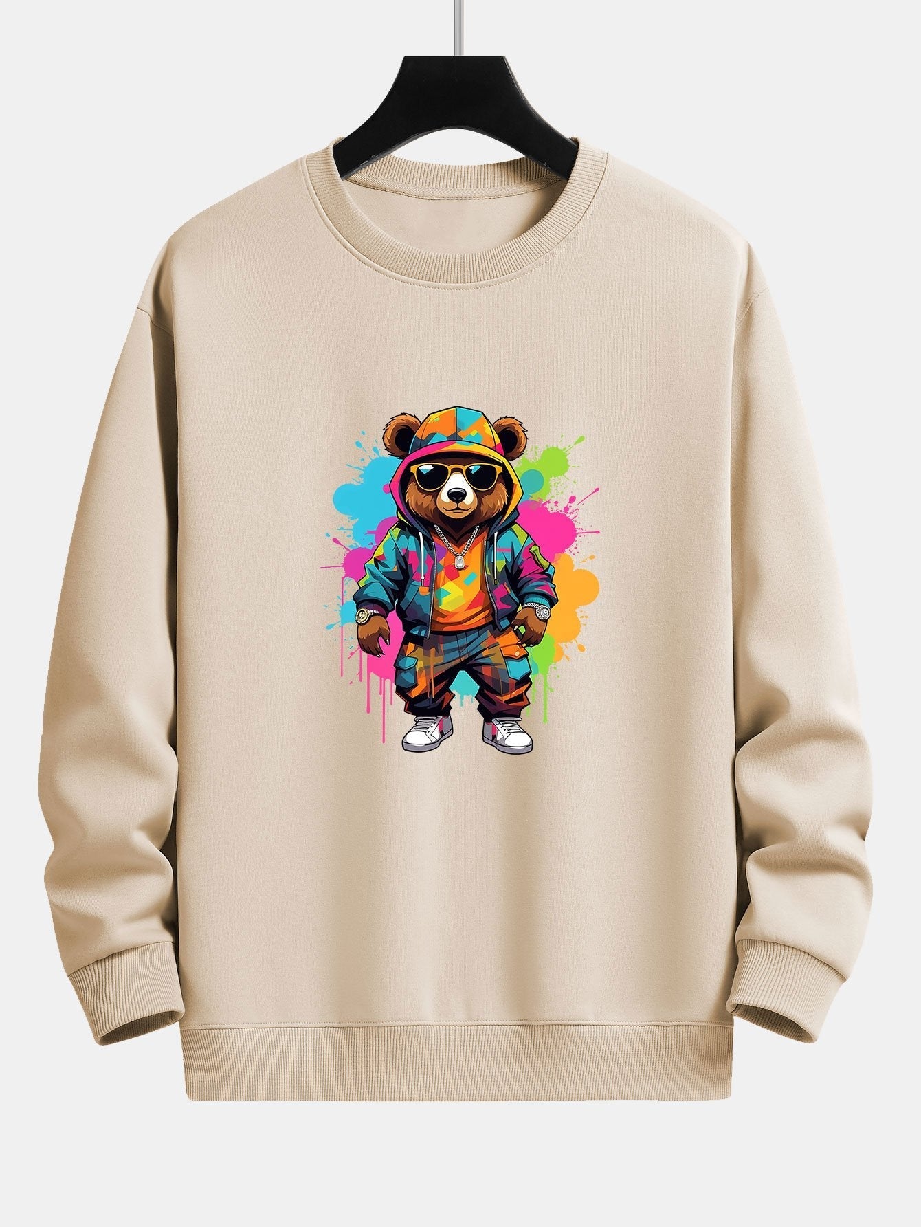 Vibrant Bear Print Relaxed Fit Sweatshirt