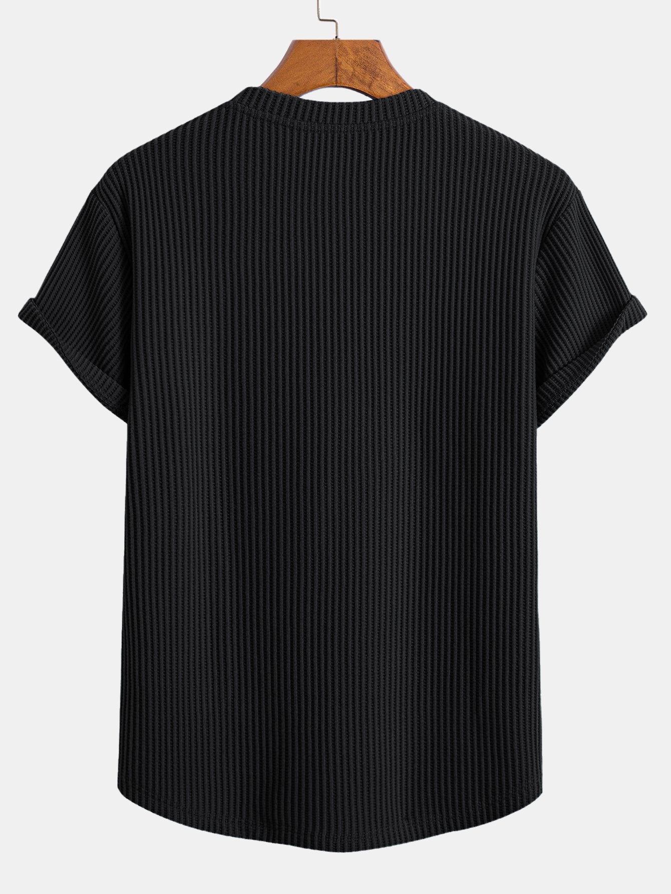 T-shirt met wafelstructuur en gebogen zoom