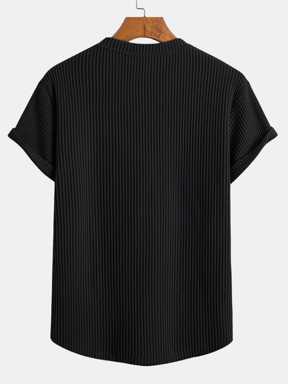 T-shirt met wafelstructuur en gebogen zoom