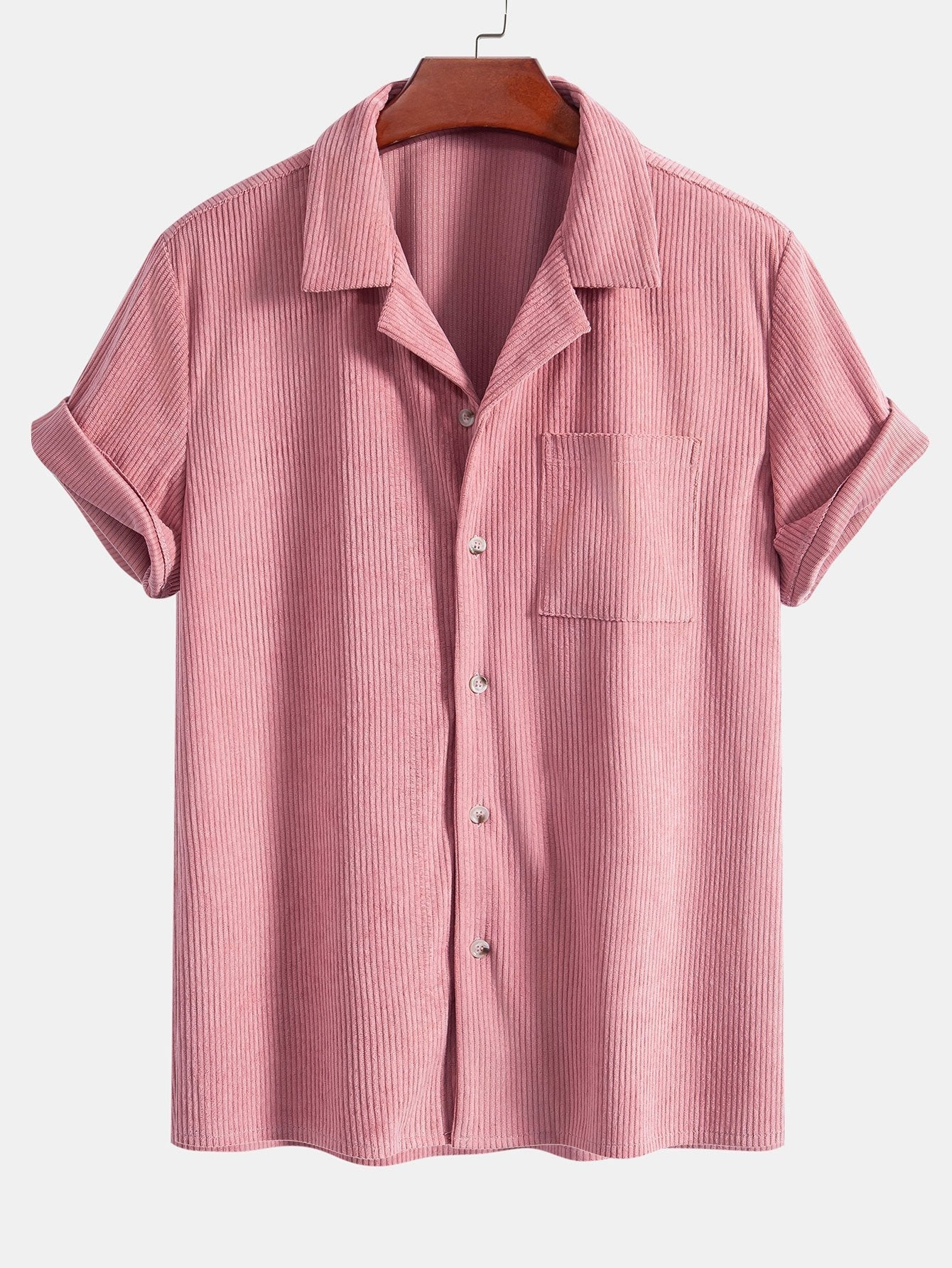 Corduroy Cubaans overhemd en shortset met korte mouwen