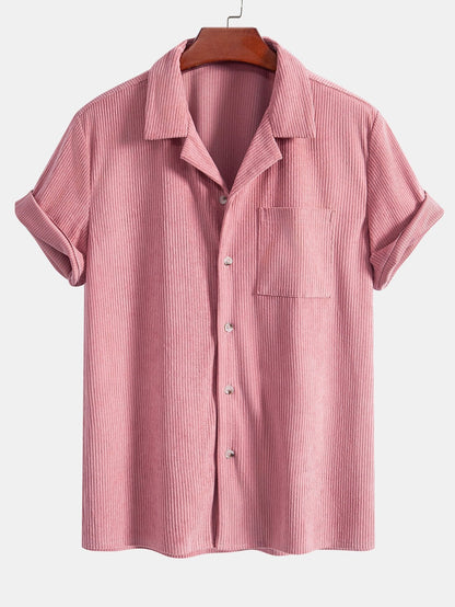 Corduroy Cubaans overhemd en shortset met korte mouwen