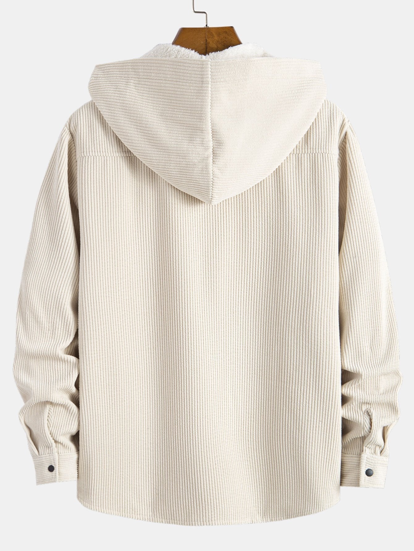 Corduroy overshirt met capuchon en fleecevoering