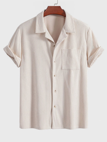 Corduroy Cubaans overhemd en shortset met korte mouwen