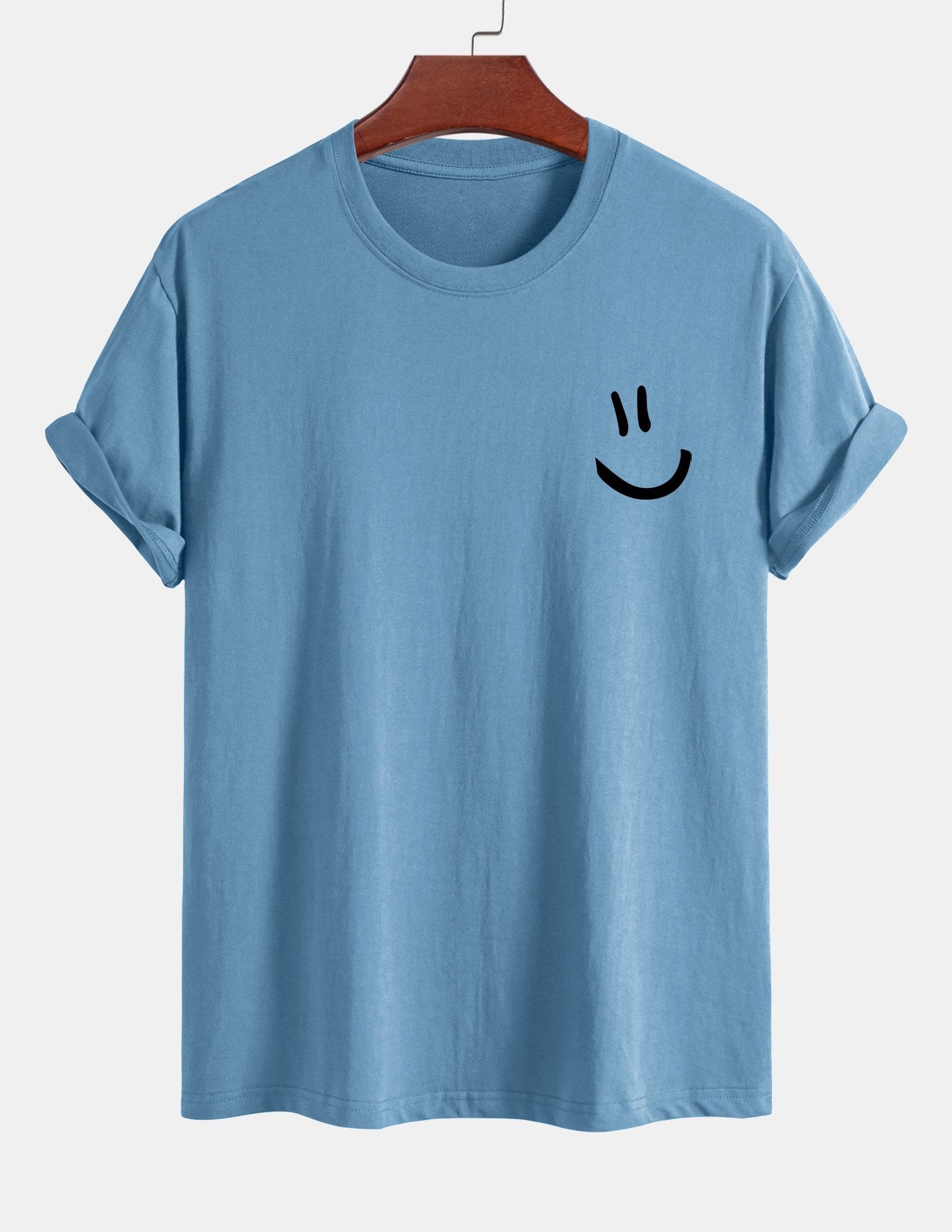 Classic Fit Cotton T-Shirt with Smiley Face Print