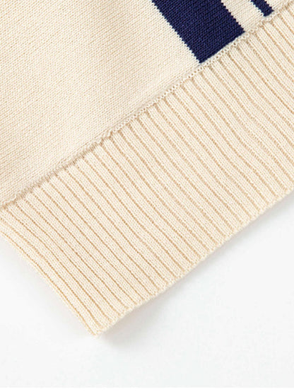 Striped Polo Sweater with Johnny Collar