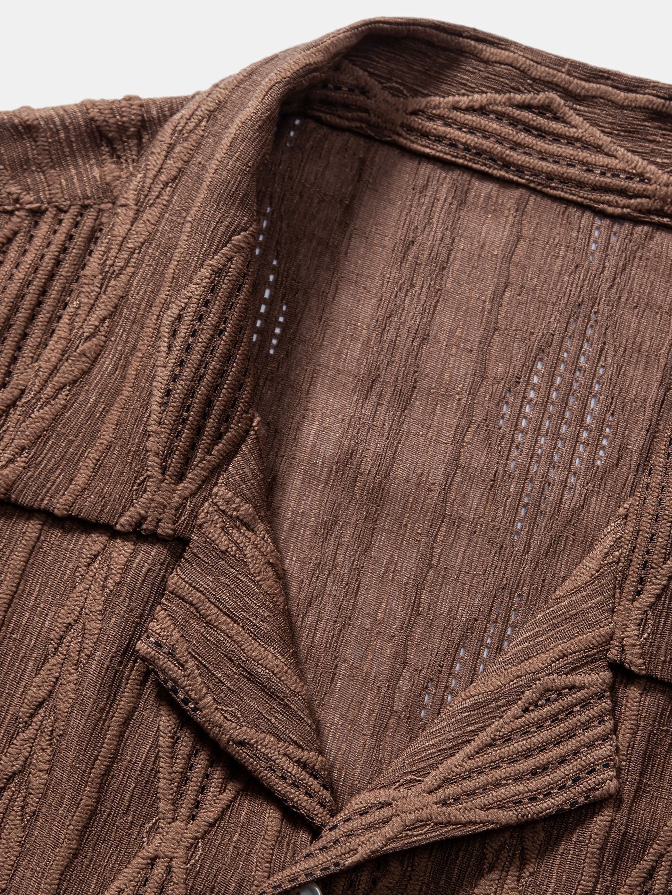 Geometrisch jacquard Cubaans overhemd met rechte linnen broek