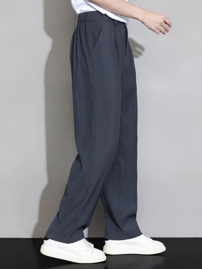 Comfortable Elastic Waist Straight-Leg Pants