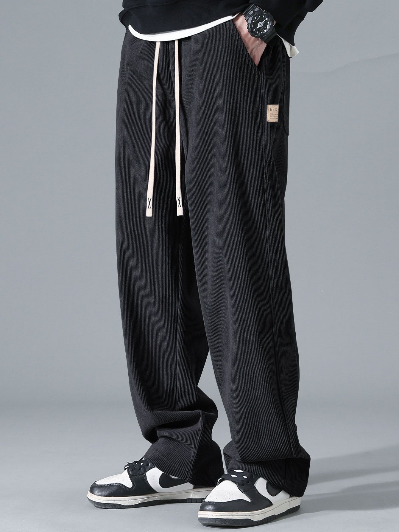 Klassieke corduroy broek met rechte pijpen